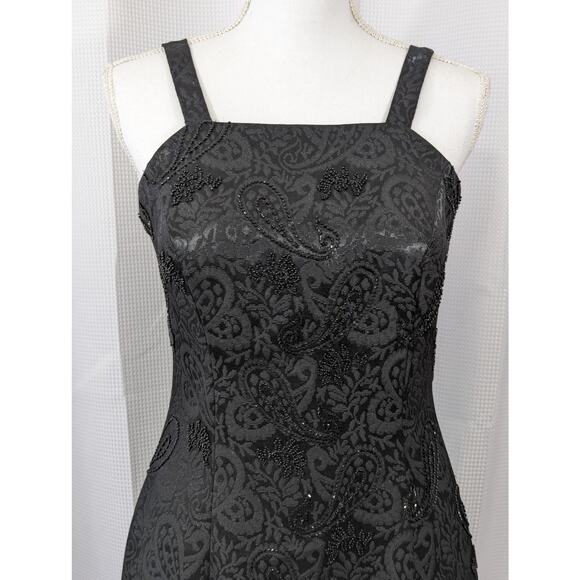 NWOT! DEMETRIOS! LUXE, HAND BEADED  PAISLEY FLORAL "LITTLE BLACK DRESS!" SZ 6 - Picture 3 of 8